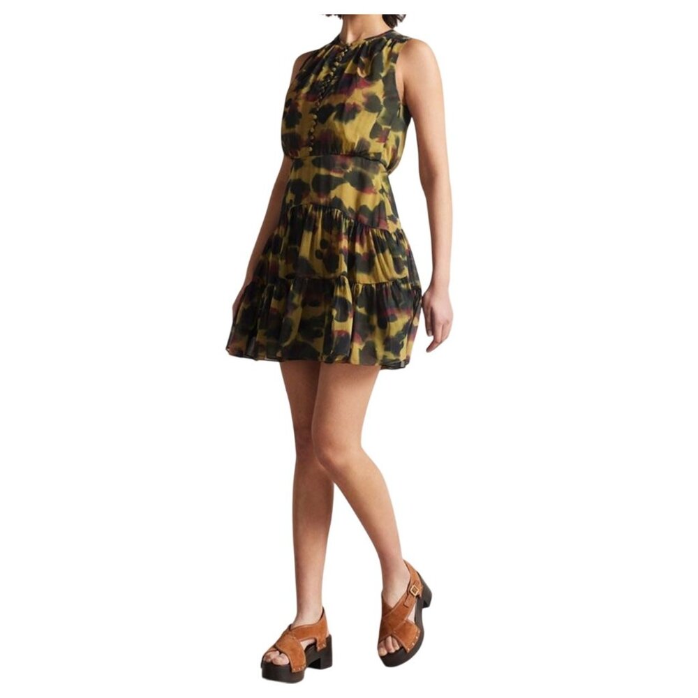 Ted Baker Womens Elvinia Animal Print Button-Up Mini Dress Size 2 US 6